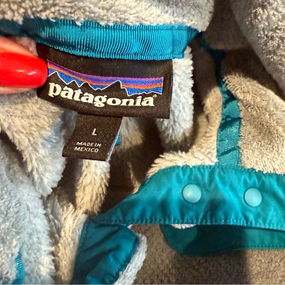 Patagonia Quarter Snap Gray and Teal Sweater Size Large - Picture 2 of 7